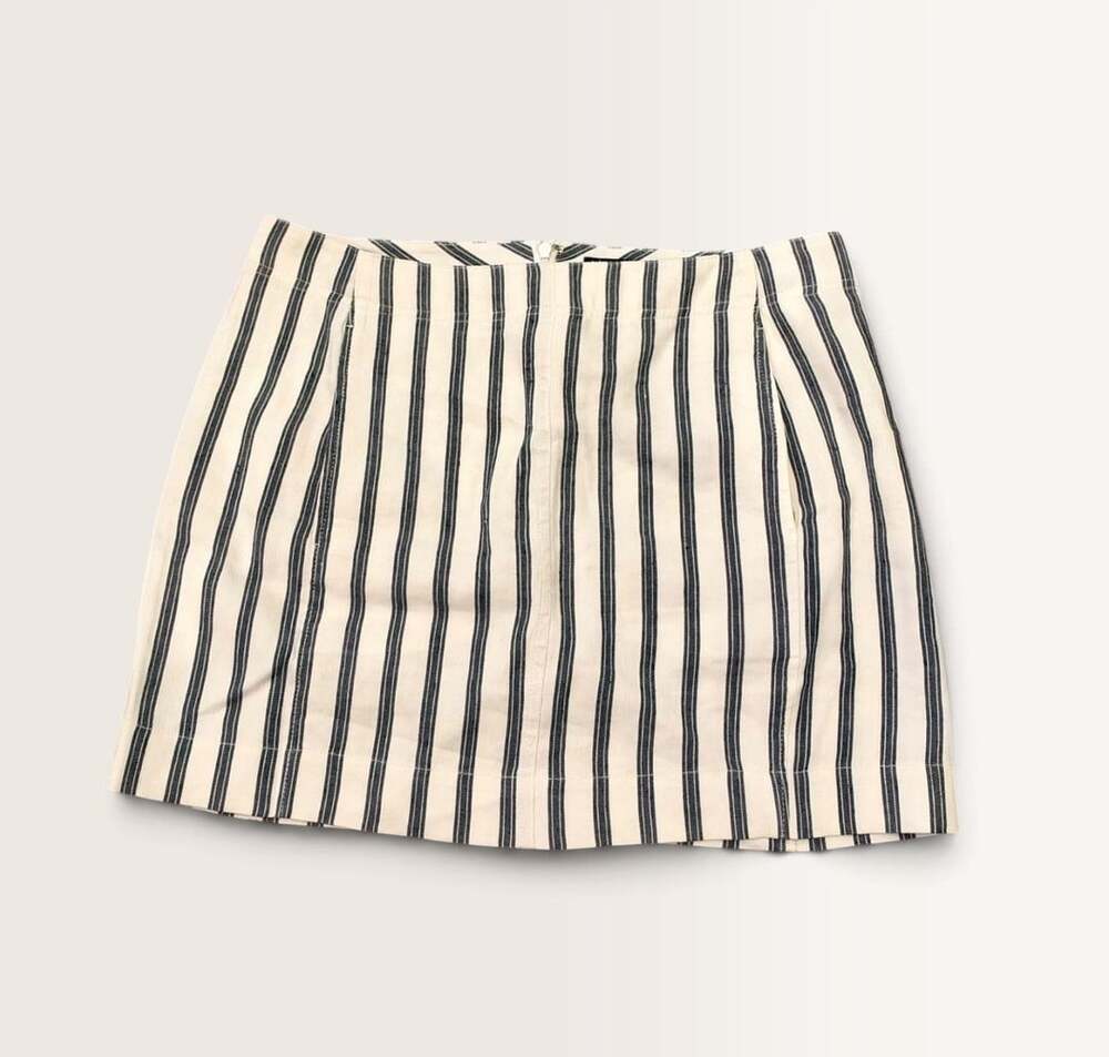 Theory Striped Linen Blend Mini Skirt Size 4